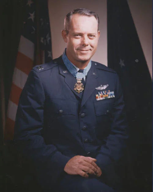 A photograph of Capt. Young in uniform wearing his Medal of Honor