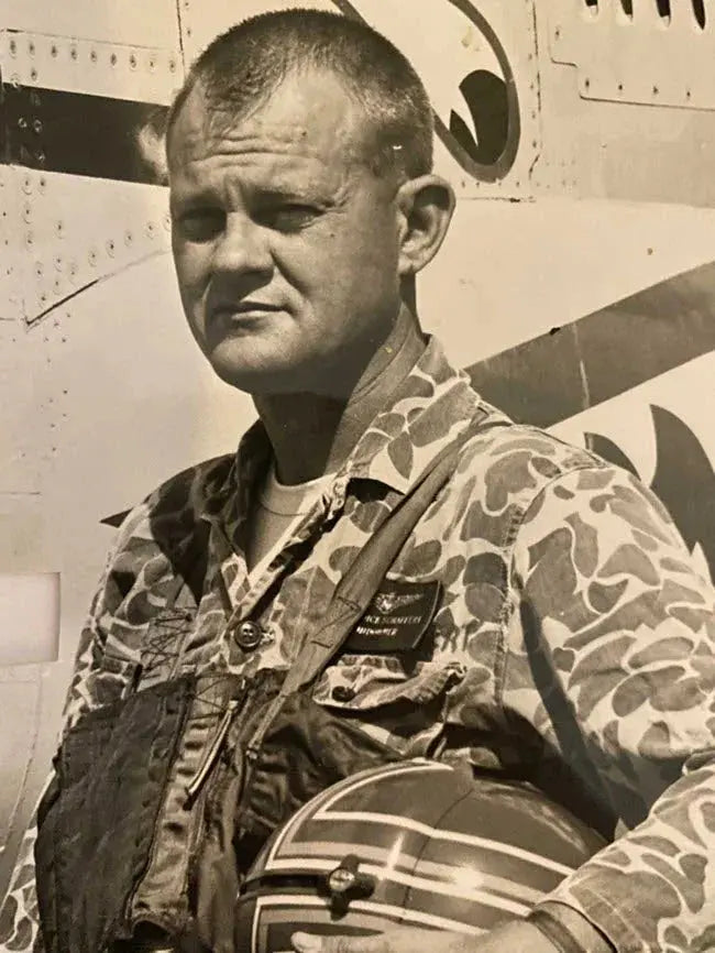 A photograph of Lt. Cmdr Richard "Brown Bear" W. Schaffert of VF-111 Sundowners off of the USS Oriskany Vietnam 1967