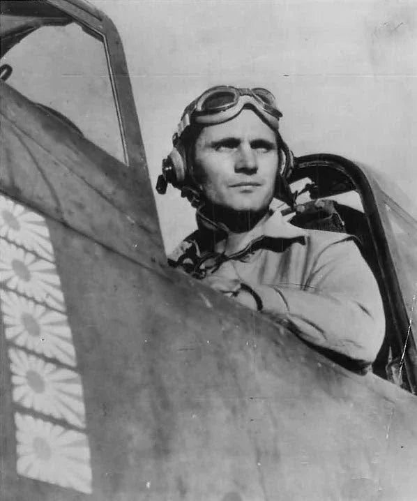 Lt., Col. Kenneth Walsh in cockpit of F4U VMF-124 May 1943 in World War II Photo