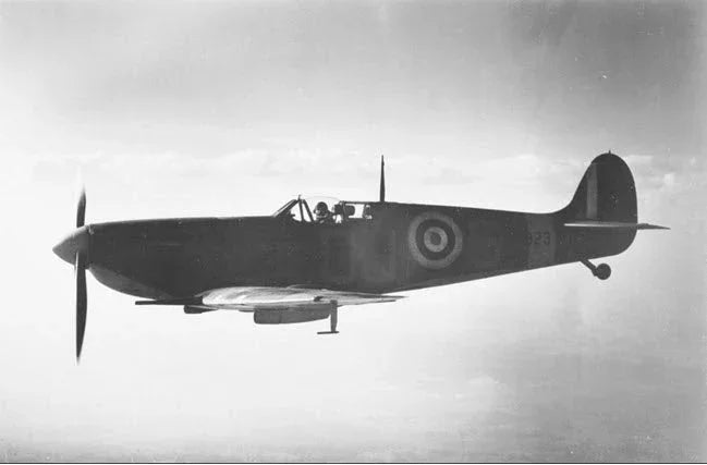 a picture of poet Pilot Officer John Gillespie Magee, Jr. flying a Spitfire during the Battle of Britain