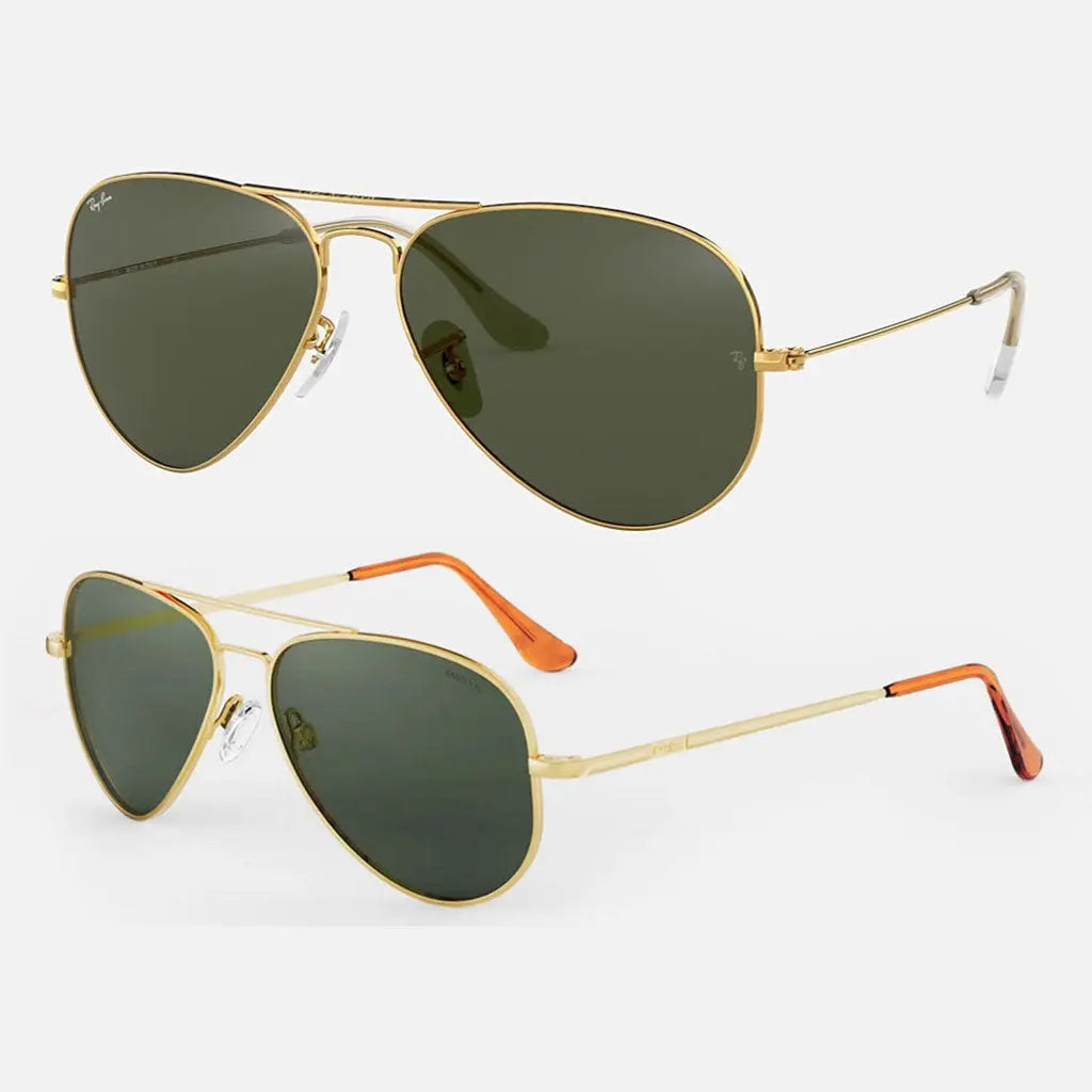 The top image is a pair of Ray-Ban Aviator Classic and the bottom image is a pair of Concorde Classic sunglasses