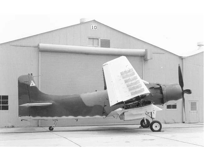 The Douglas A-1 Skyraider, a Single-engine, single seat, low-wing, fighter bomber.