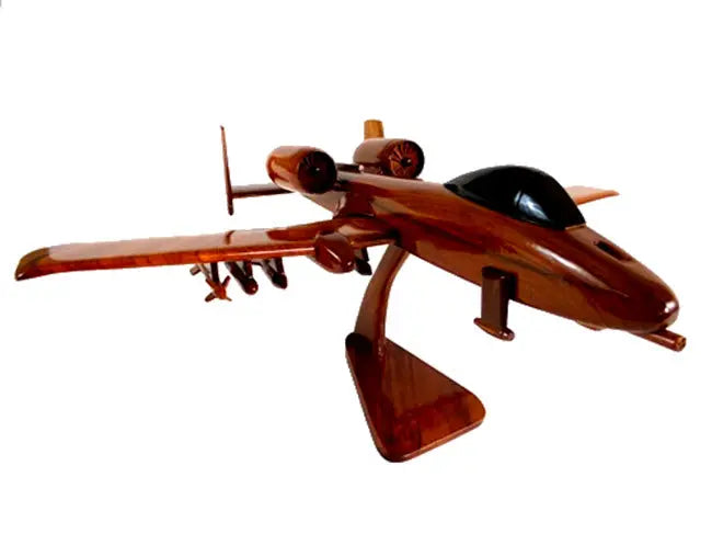 A-10 Thunderbolt Natural Wood Aircraft Model--Aviator Sunglasses-Premium Wood Designs