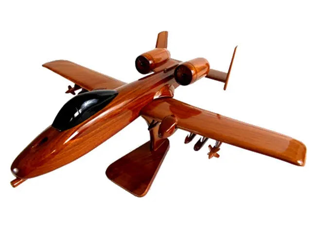 A-10 Thunderbolt Natural Wood Aircraft Model--Aviator Sunglasses-Premium Wood Designs