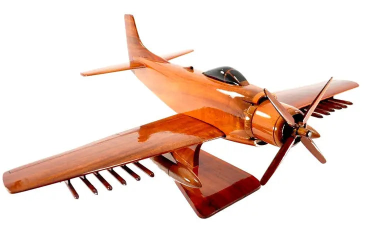 A-1 Sky Raider Natural Wood Aircraft Model--Aviator Sunglasses-Premium Wood Designs