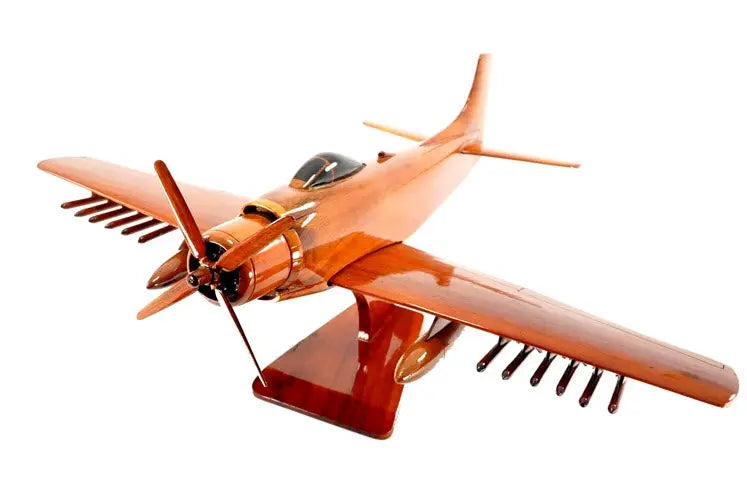 A-1 Sky Raider Natural Wood Aircraft Model--Aviator Sunglasses-Premium Wood Designs