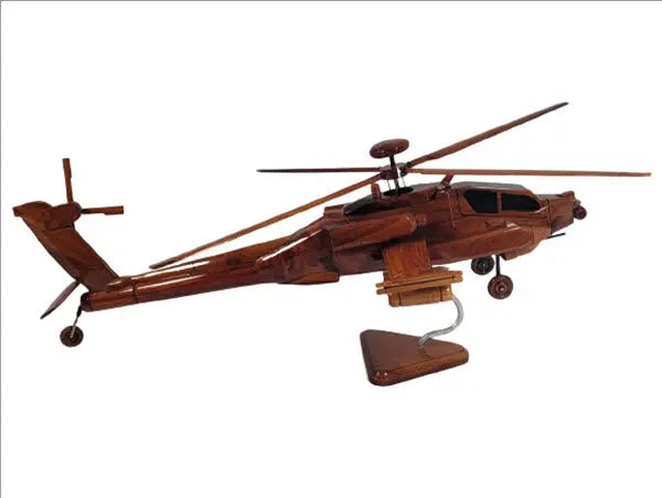 AH-64 Apache Helicopter Natural Wood Aircraft Model--Aviator Sunglasses-Premium Wood Designs