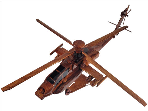 AH-64 Apache Helicopter Natural Wood Aircraft Model
