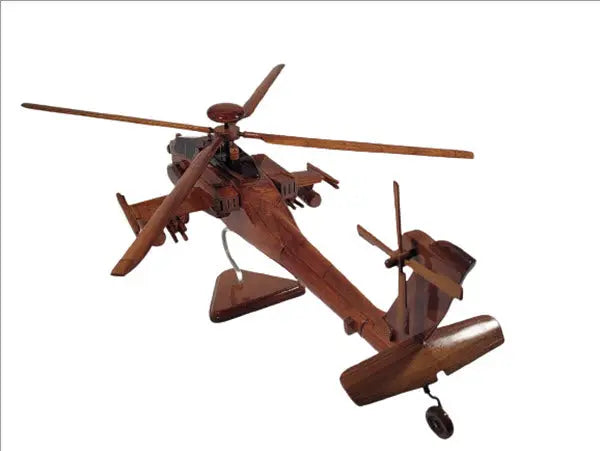 AH-64 Apache Helicopter Natural Wood Aircraft Model--Aviator Sunglasses-Premium Wood Designs