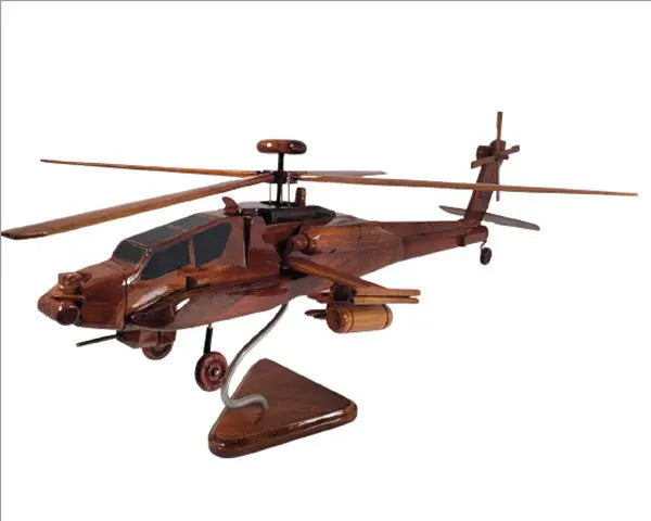 AH-64 Apache Helicopter Natural Wood Aircraft Model--Aviator Sunglasses-Premium Wood Designs