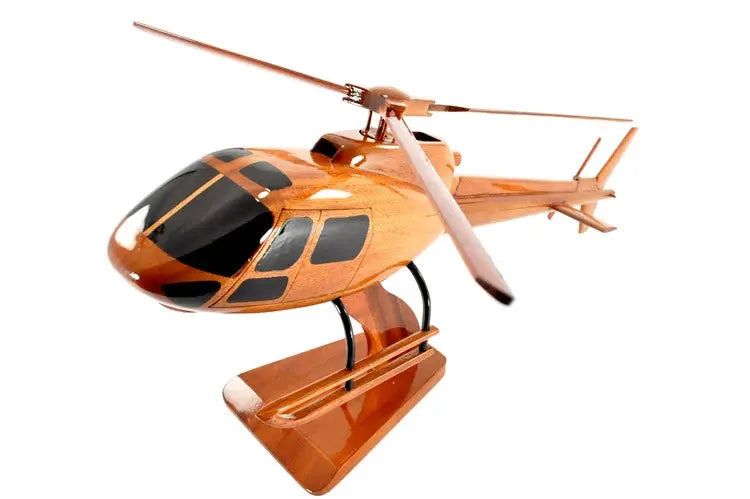 A-Star 350 Helicopter Premium Natural Wood Aircraft Desk Model--Aviator Sunglasses-Premium Wood Designs