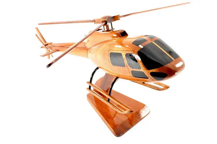 A-Star 350 Helicopter Premium Natural Wood Aircraft Desk Model--Aviator Sunglasses-Premium Wood Designs