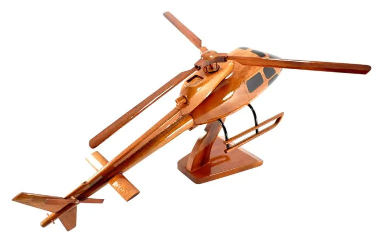 A-Star 350 Helicopter Premium Natural Wood Aircraft Desk Model--Aviator Sunglasses-Premium Wood Designs