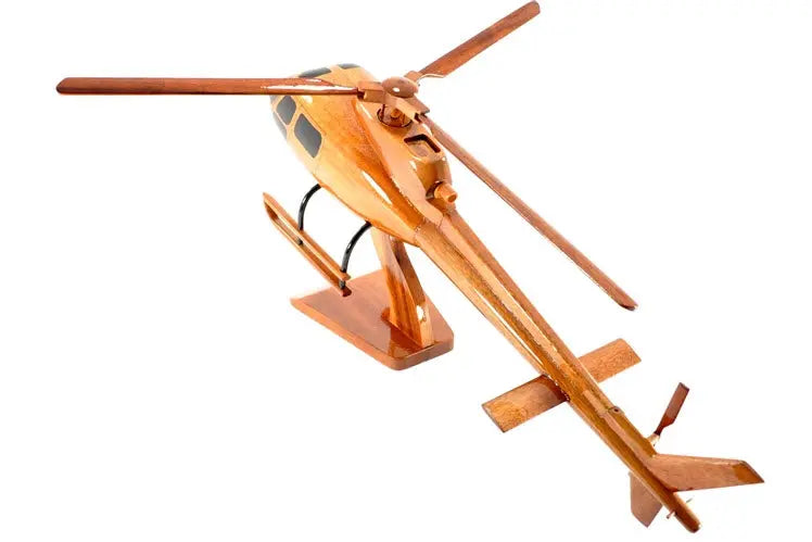 A-Star 350 Helicopter Premium Natural Wood Aircraft Desk Model--Aviator Sunglasses-Premium Wood Designs