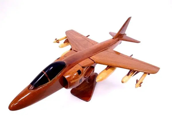 AV-8 Harrier Natural Wood Aircraft Model--Aviator Sunglasses-Premium Wood Designs