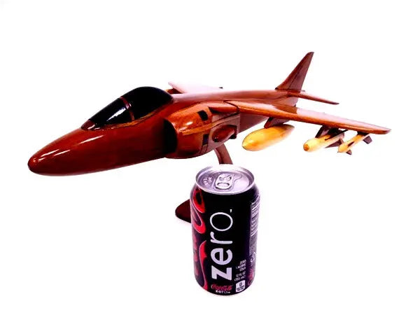 AV-8 Harrier Natural Wood Aircraft Model--Aviator Sunglasses-Premium Wood Designs