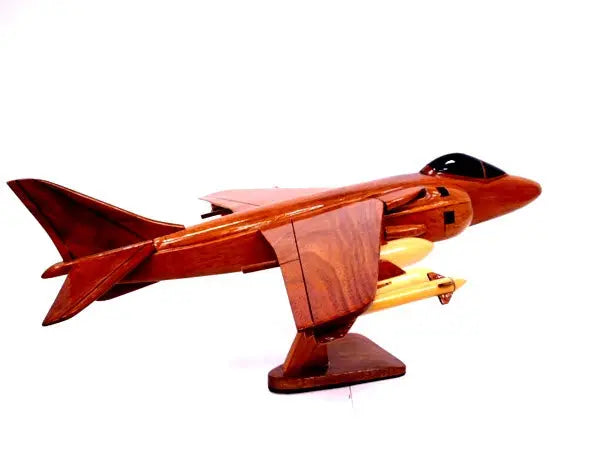 AV-8 Harrier Natural Wood Aircraft Model--Aviator Sunglasses-Premium Wood Designs