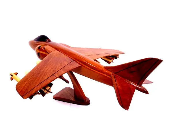 AV-8 Harrier Natural Wood Aircraft Model--Aviator Sunglasses-Premium Wood Designs