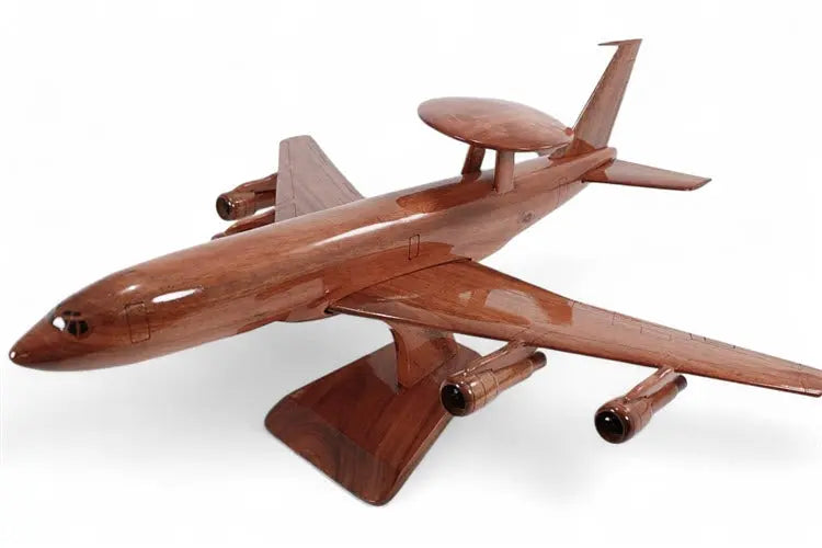 Boeing E-3 Sentry AWACS Natural Mahogany Wood Aircraft Model--Aviator Sunglasses-Premium Wood Designs