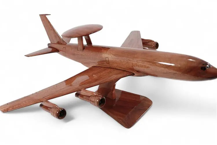 Boeing E-3 Sentry AWACS Natural Mahogany Wood Aircraft Model--Aviator Sunglasses-Premium Wood Designs