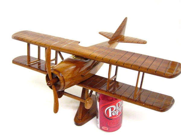 Spad Biplane Airplane Natural Wood Aircraft Model