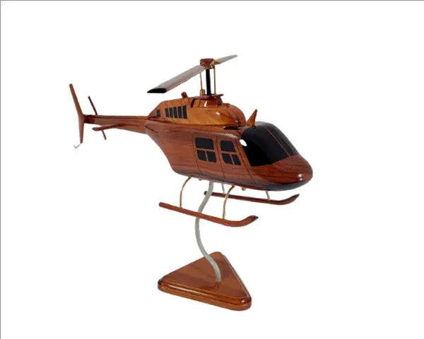 Bell 206/OH-58 A-C Helicopter Natural Wood Aircraft Model--Aviator Sunglasses-Premium Wood Designs