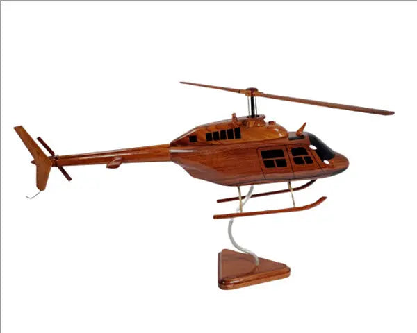 Bell 206/OH-58 A-C Helicopter Premium Natural Wood Aircraft Desk Model--Aviator Sunglasses-Premium Wood Designs