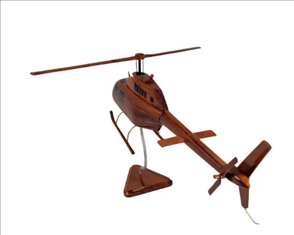 Bell 206/OH-58 A-C Helicopter Premium Natural Wood Aircraft Desk Model--Aviator Sunglasses-Premium Wood Designs
