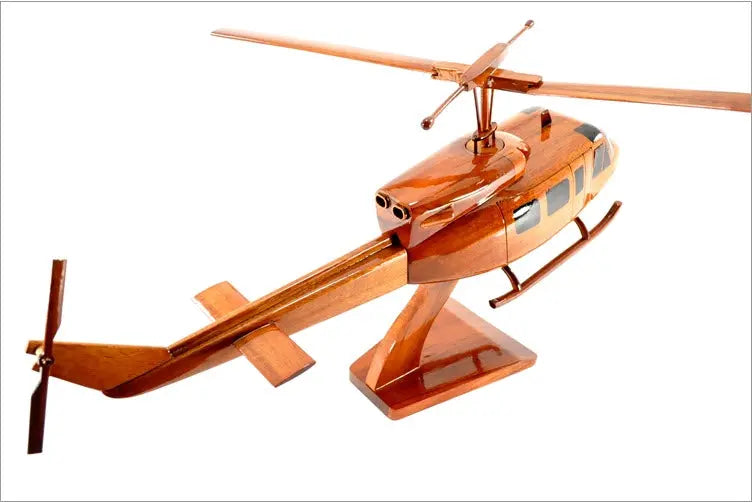 Bell 212/UH-1N Natural Wood Helicopter Model--Aviator Sunglasses-Premium Wood Designs