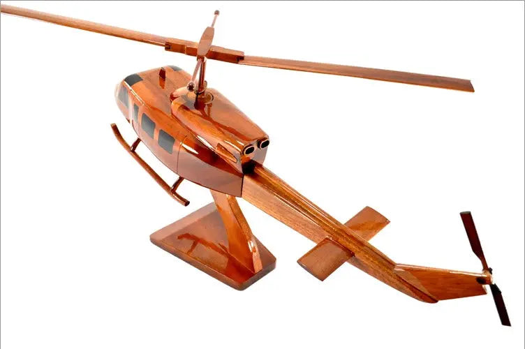 Bell 212/UH-1N Natural Wood Helicopter Model--Aviator Sunglasses-Premium Wood Designs