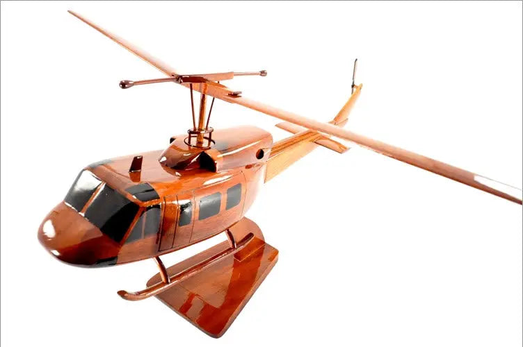 Bell 212/UH-1N Natural Wood Helicopter Model--Aviator Sunglasses-Premium Wood Designs