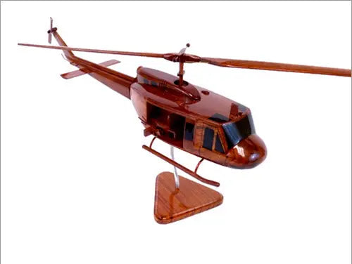 Bell UH-1 Natural Wood Helicopter Model--Aviator Sunglasses-Premium Wood Designs