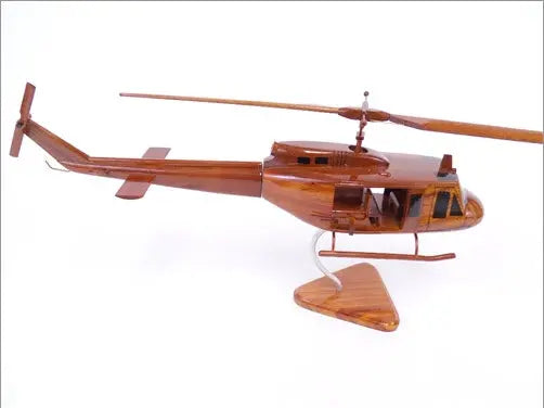 Bell UH-1 Natural Wood Helicopter Model--Aviator Sunglasses-Premium Wood Designs