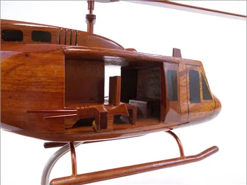 Bell UH-1 Natural Wood Helicopter Model--Aviator Sunglasses-Premium Wood Designs