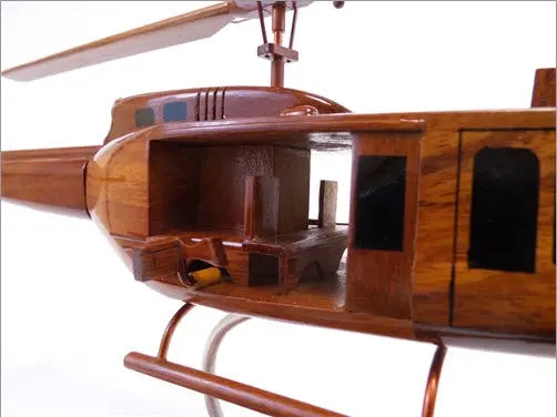 Bell UH-1 Natural Wood Helicopter Model--Aviator Sunglasses-Premium Wood Designs