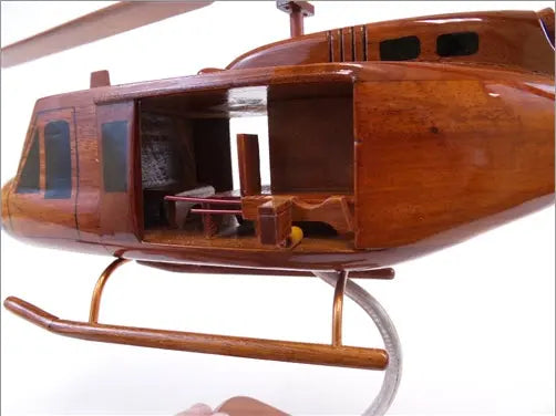 Bell UH-1 Natural Wood Helicopter Model--Aviator Sunglasses-Premium Wood Designs