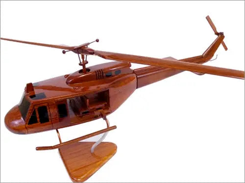 Bell UH-1 Natural Wood Helicopter Model--Aviator Sunglasses-Premium Wood Designs