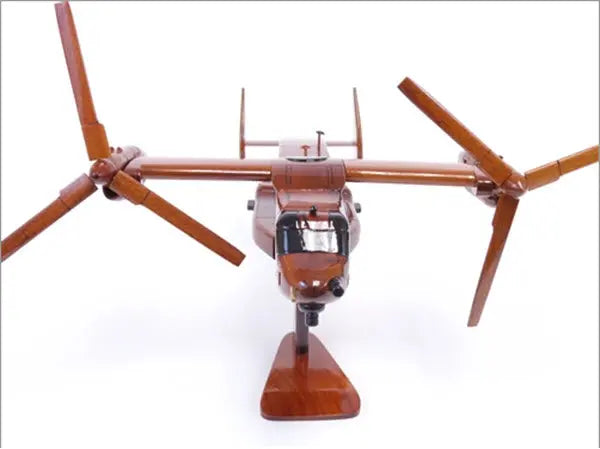 Bell V-22 Osprey Natural Mahogany Wood Aircraft Model--Aviator Sunglasses-Premium Wood Designs