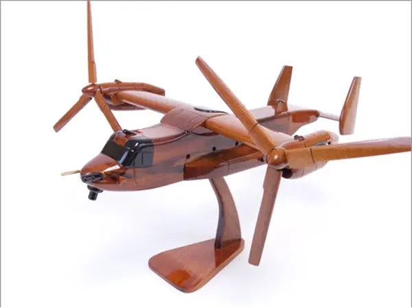 Bell V-22 Osprey Natural Mahogany Wood Aircraft Model--Aviator Sunglasses-Premium Wood Designs