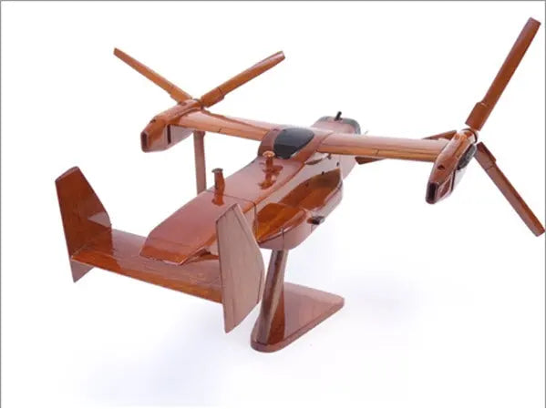 Bell V-22 Osprey Natural Mahogany Wood Aircraft Model--Aviator Sunglasses-Premium Wood Designs