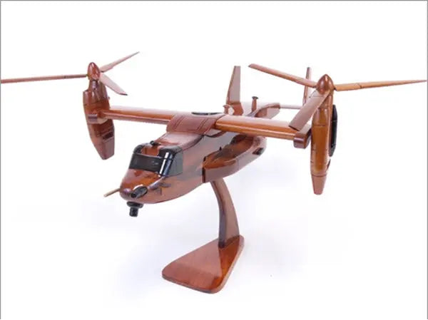Bell V-22 Osprey Natural Mahogany Wood Aircraft Model--Aviator Sunglasses-Premium Wood Designs