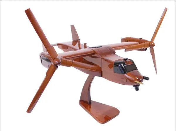 Bell V-22 Osprey Natural Mahogany Wood Aircraft Model--Aviator Sunglasses-Premium Wood Designs