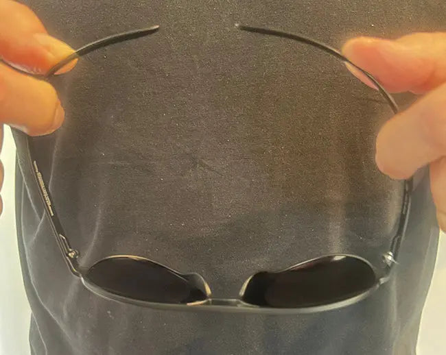An image of a pilot showing how flexiable Resilamide™ ultra-thin temples are/