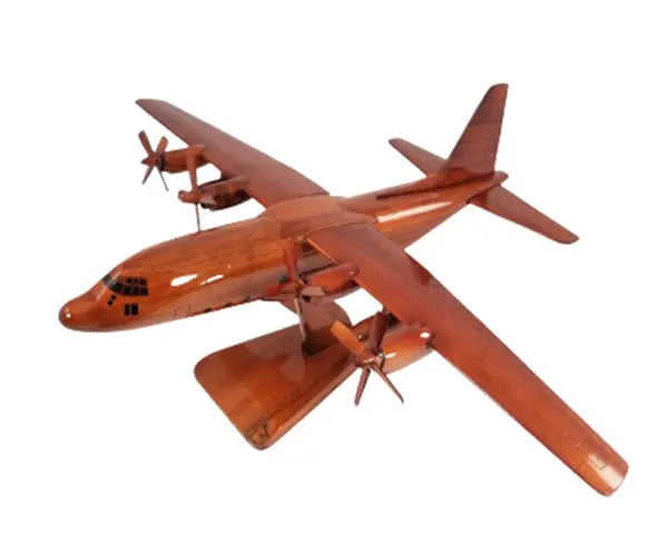 C-130 4-Blade Prop Military Transport Natural Mahogany Wood Aircraft Model--Aviator Sunglasses-Premium Wood Designs