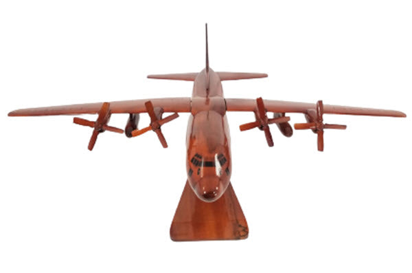 C-130 4-Blade Prop Military Transport Natural Mahogany Wood Aircraft Model