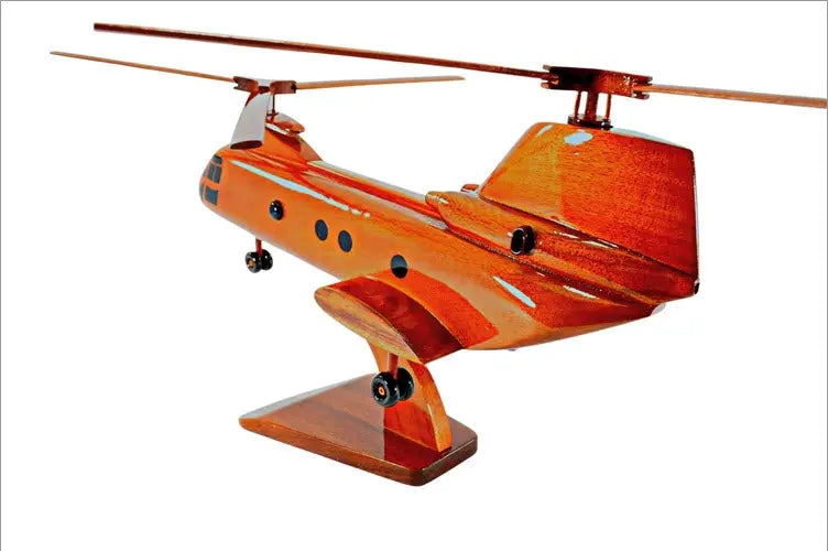 CH-46 Sea Knight Helicopter Natural Mahogany Wood Aircraft Model--Aviator Sunglasses-Premium Wood Designs