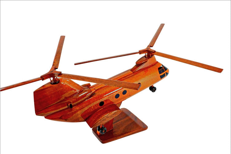CH-46 Sea Knight Helicopter Natural Mahogany Wood Aircraft Model
