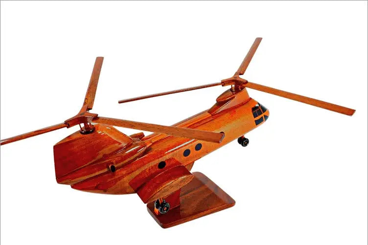 CH-46 Sea Knight Helicopter Natural Mahogany Wood Aircraft Model--Aviator Sunglasses-Premium Wood Designs