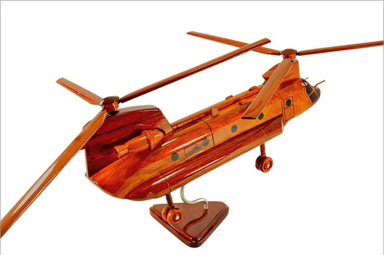 CH-47 Chinook Helicopter Natural Mahogany Wood Aircraft Model--Aviator Sunglasses-Premium Wood Designs