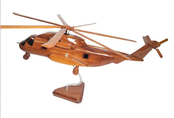 CH-53K King Stallion Helicopter Natural Mahogany Wood Aircraft Model--Aviator Sunglasses-Premium Wood Designs
